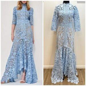 Blue floral embroidered dress